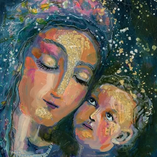 mixed media collage christian art mary mother of christ