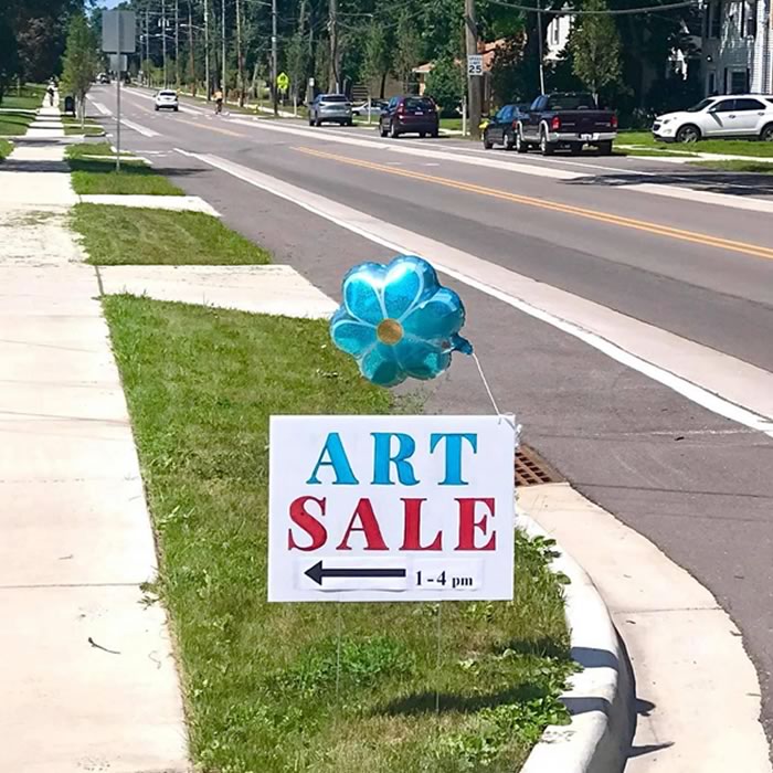 Kat Kallen Art Studio Sale sign in Grand Rapids